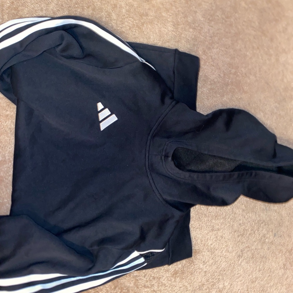 Adidas Black Hoodie with White Stripes